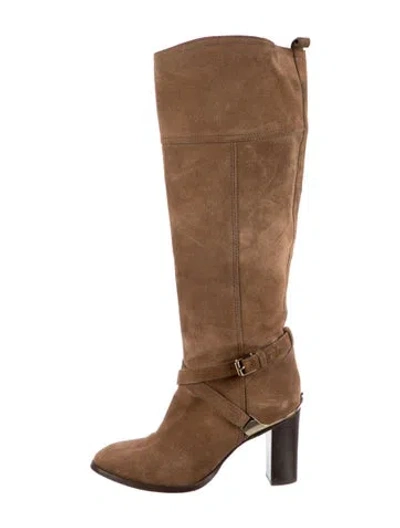 Pre-owned Tory Burch Suede Riding Boots In Brown