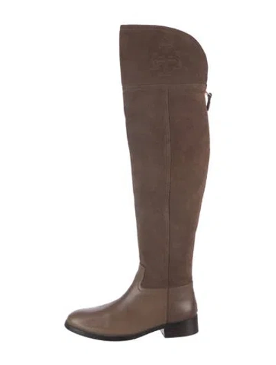 Pre-owned Tory Burch Suede Riding Boots In Brown