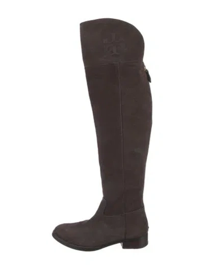 Pre-owned Tory Burch Suede Riding Boots In Brown