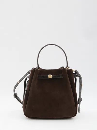 Tory Burch Suede Romy Bucket Bag In Brown