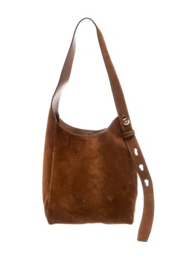 Pre-owned Tory Burch Suede Romy Small In Brown