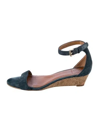Pre-owned Tory Burch Suede Sandals In Blue