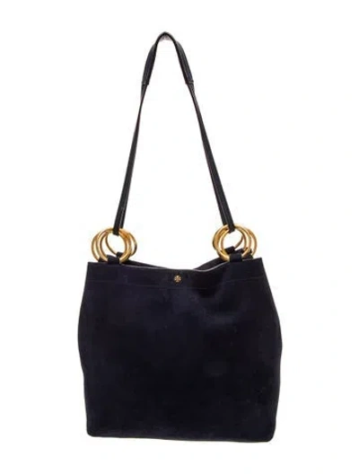 Pre-owned Tory Burch Suede Shoulder Bag In Blue