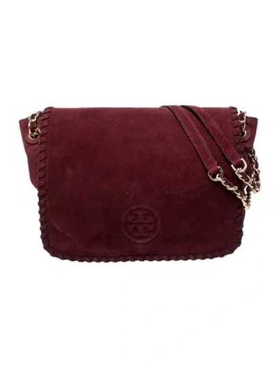 Pre-owned Tory Burch Suede Shoulder Bag In Burgundy