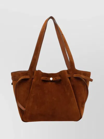 Tory Burch Suede Shoulder Bag Double Handles In Brown