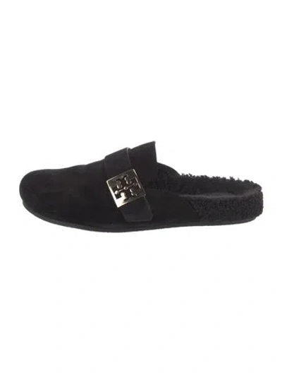 Pre-owned Tory Burch Suede Slides In Black