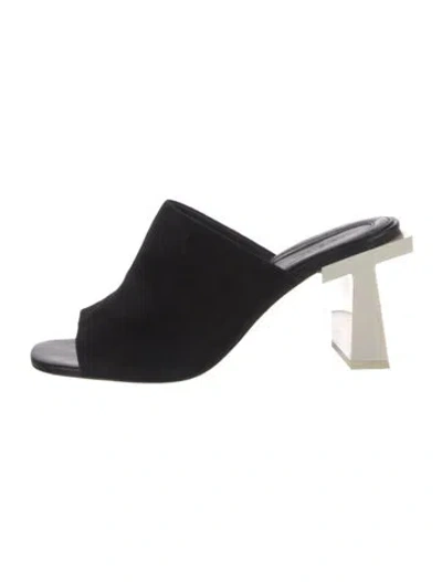 Pre-owned Tory Burch Suede Slides In Black