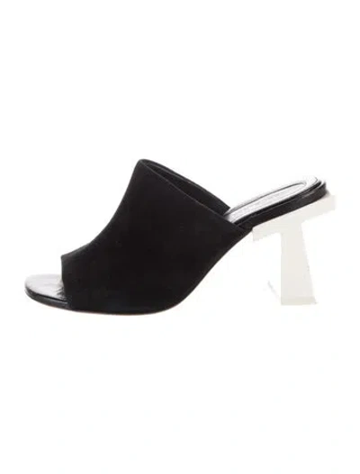Pre-owned Tory Burch Suede Slides In Black