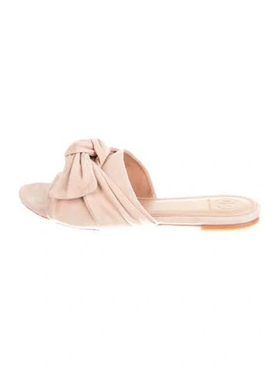 Pre-owned Tory Burch Suede Slides In Neutral