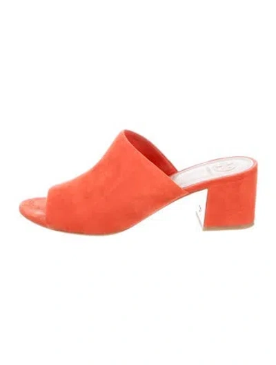 Pre-owned Tory Burch Suede Slides In Orange