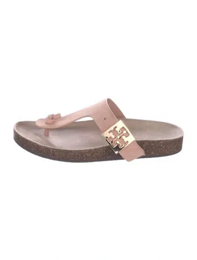 Pre-owned Tory Burch Suede Slides In Pink