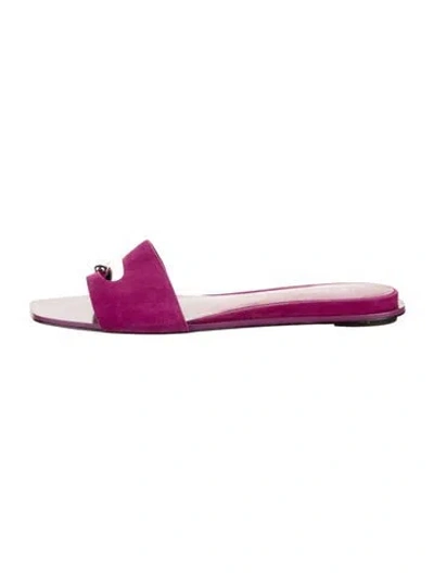 Pre-owned Tory Burch Suede Slides In Purple