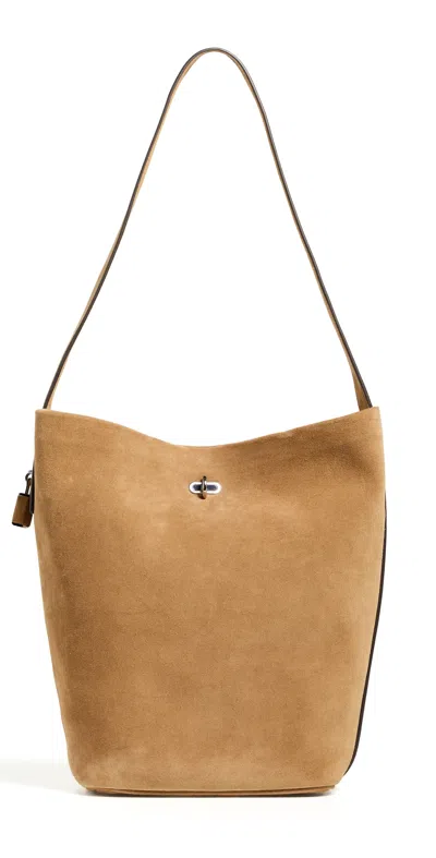 Tory Burch Suede Slim Bucket Bag Toffee In Brown