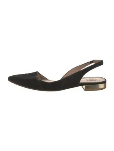 Pre-owned Tory Burch Suede Slingback Flats In Black