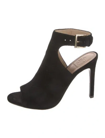 Pre-owned Tory Burch Suede Slingback Pumps In Black