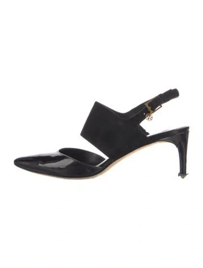 Pre-owned Tory Burch Suede Slingback Pumps In Black