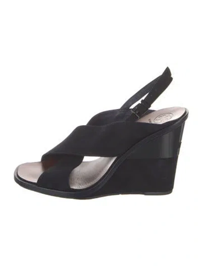 Pre-owned Tory Burch Suede Slingback Sandals In Blue