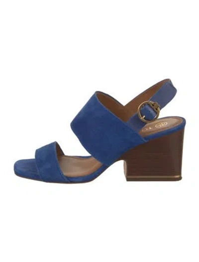 Pre-owned Tory Burch Suede Slingback Sandals In Blue