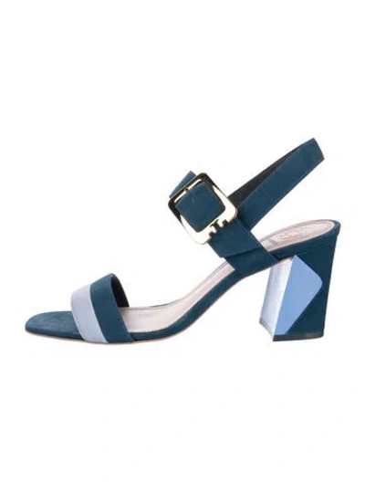 Pre-owned Tory Burch Suede Slingback Sandals In Blue