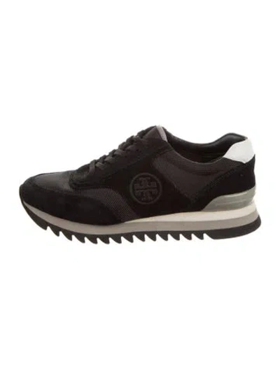 Pre-owned Tory Burch Suede Sneakers In Black