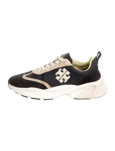 Pre-owned Tory Burch Suede Sneakers In Black