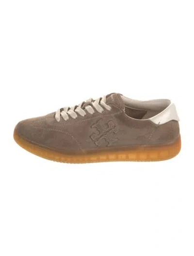 Pre-owned Tory Burch Suede Sneakers In Neutral
