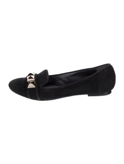 Pre-owned Tory Burch Suede Studded Accents Loafers In Blue