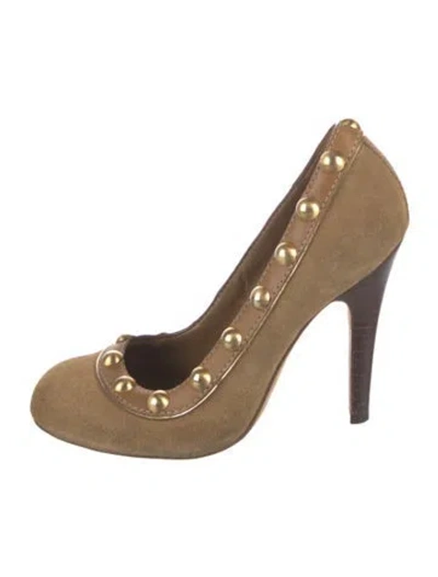 Pre-owned Tory Burch Suede Studded Accents Pumps In Brown