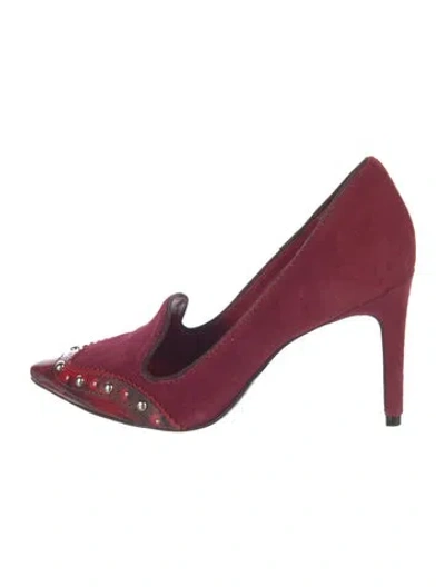 Pre-owned Tory Burch Suede Studded Accents Pumps In Burgundy