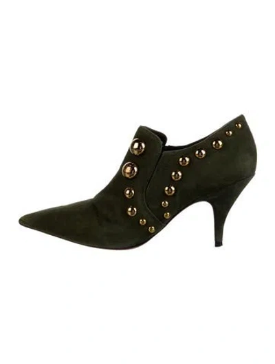 Pre-owned Tory Burch Suede Studded Accents Pumps In Green