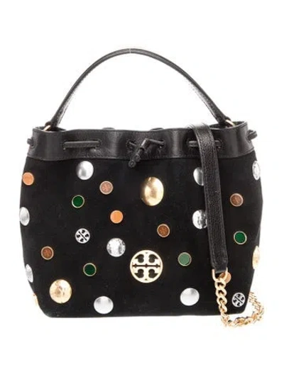 Pre-owned Tory Burch Suede Top Handle Bag In Black