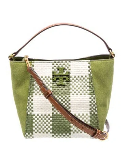 Pre-owned Tory Burch Suede Top Handle Bag In Green