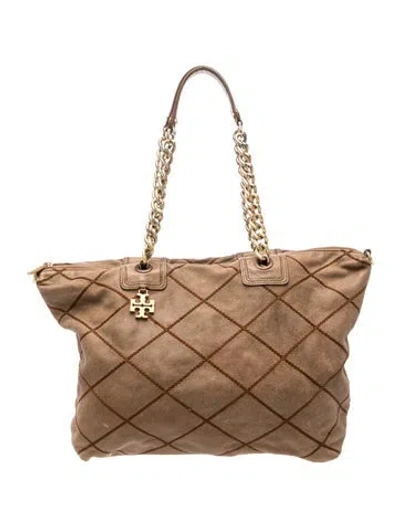 Pre-owned Tory Burch Suede Tote In Brown