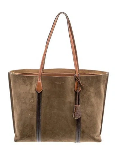 Pre-owned Tory Burch Suede Tote In Green