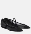 Tory Burch Suede-trimmed Mesh Mary Jane Flats In Black