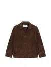 Tory Burch Goat Leather Button-front Jacket With Classic Collar In Brown