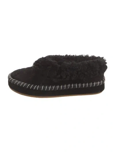Pre-owned Tory Burch Suede Whipstitch Trim Espadrilles In Black