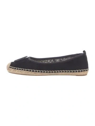 Pre-owned Tory Burch Suede Whipstitch Trim Espadrilles In Blue