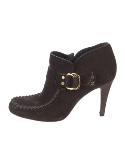 Pre-owned Tory Burch Suede Whipstitch Trim Pumps In Brown