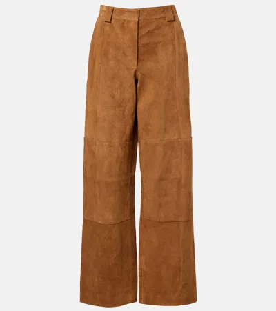 Tory Burch Suede Wide-leg Pants In Brown