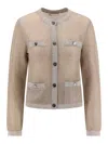 Tory Burch Kendra Starlight Titanium Mesh Cardigan
