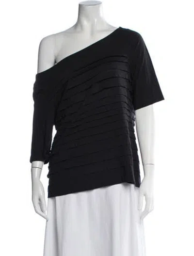 Pre-owned Tory Burch Supima Cotton Bateau Neckline T-shirt In Black