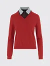 Tory Burch Wool Blend Sweater With Removable Collar In Red
