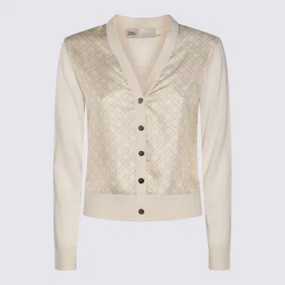 TORY BURCH TORY BURCH CROPPED SILK FRONT CARDIGAN