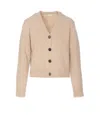 Tory Burch Short Wool Cardigan For Women In Beige