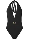 Tory Burch Jessa V-neck One Piece Swimsuit In Black