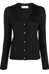 Tory Burch Cardigan With Logo In Nero