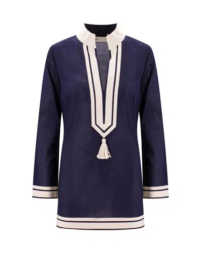 Tory Burch Cotton Tory Tunic In Blue
