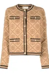Tory Burch Monogram Motif Cardigan In Marrone Marroni