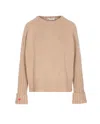 Tory Burch Wool Sweater Sweaters And Cardigans Beige In Neutral